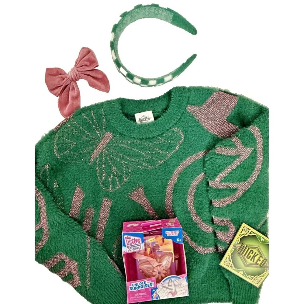 WICKED Sweater GIRLS SIZE S Bow Headband Butterfly Secrets Micro Journel Set NEW